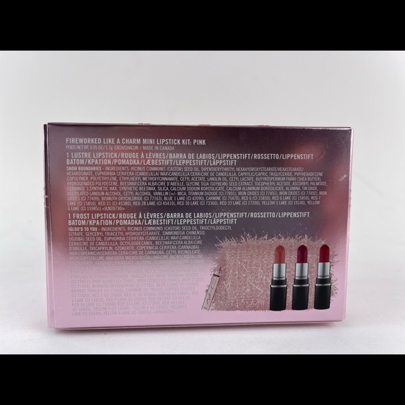 Mac Holiday Fireworked Like A Charm Pink Mini Lipstick Kit/Set NIB - Picture 8 of 8